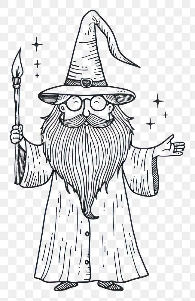 PNG Wizard doodle drawing sketch line.