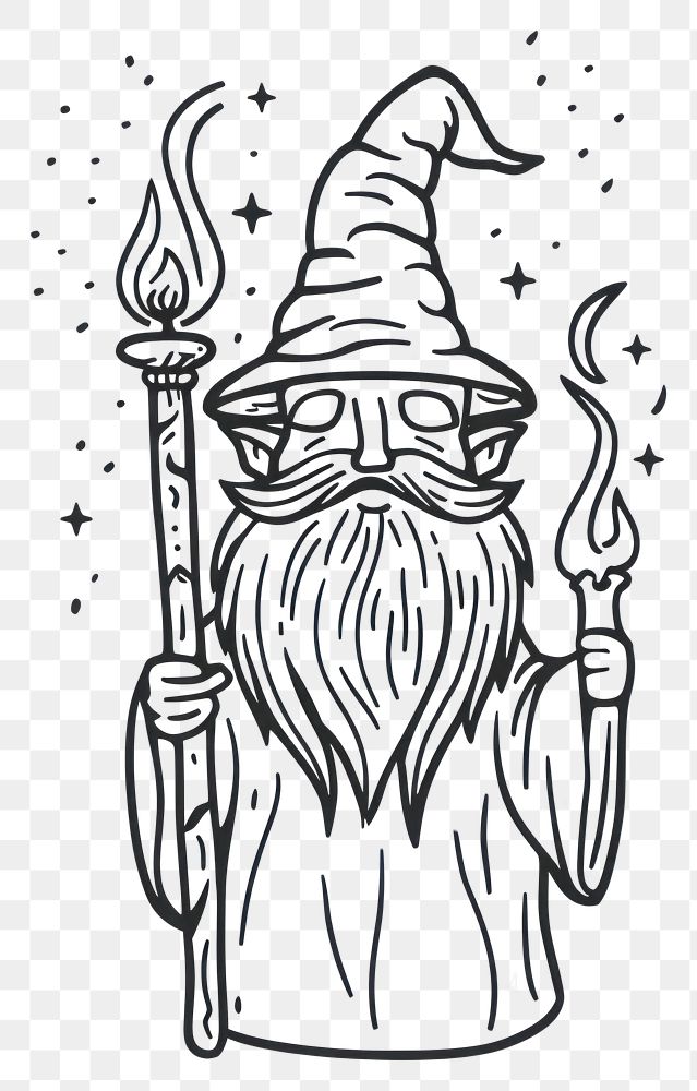 PNG Wizard doodle drawing sketch line.