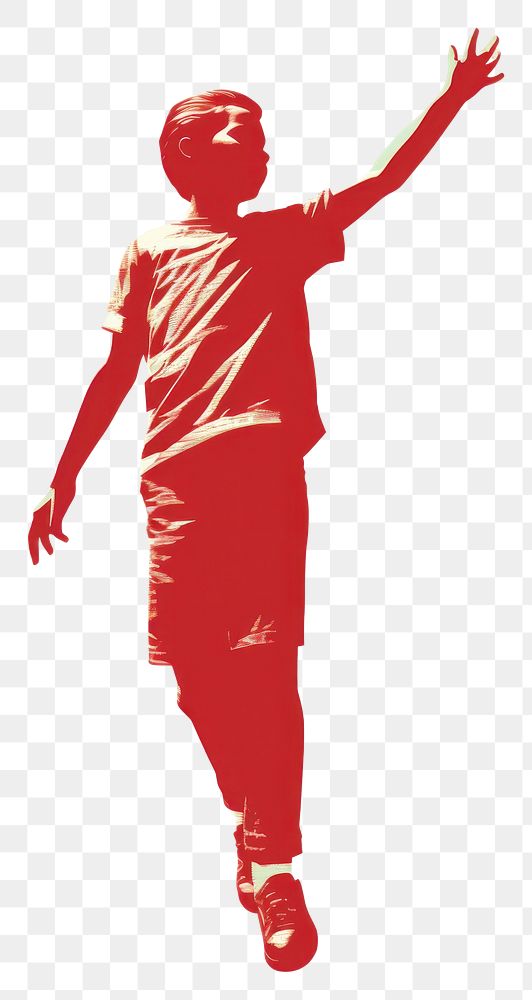 PNG Boy silhouette red standing.