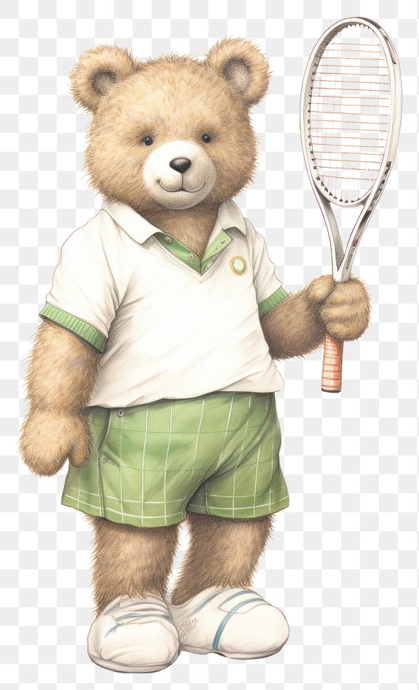 PNG Bear character Tennis tennis clothing apparel.