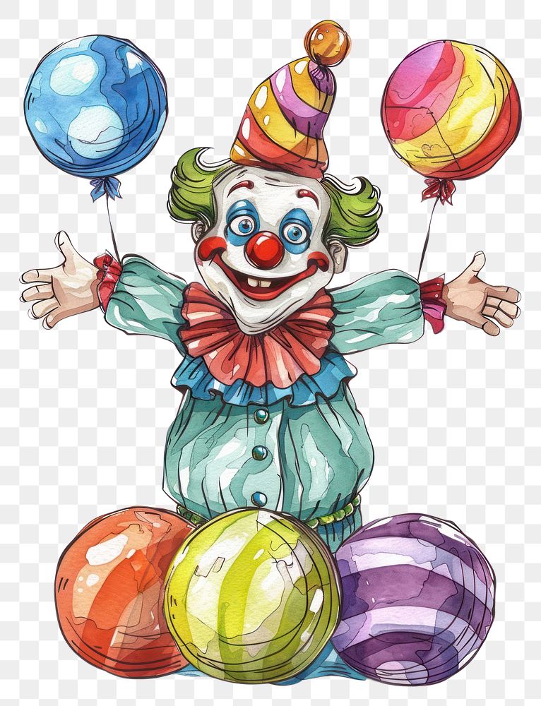 PNG A juggling clown balloon fun representation.