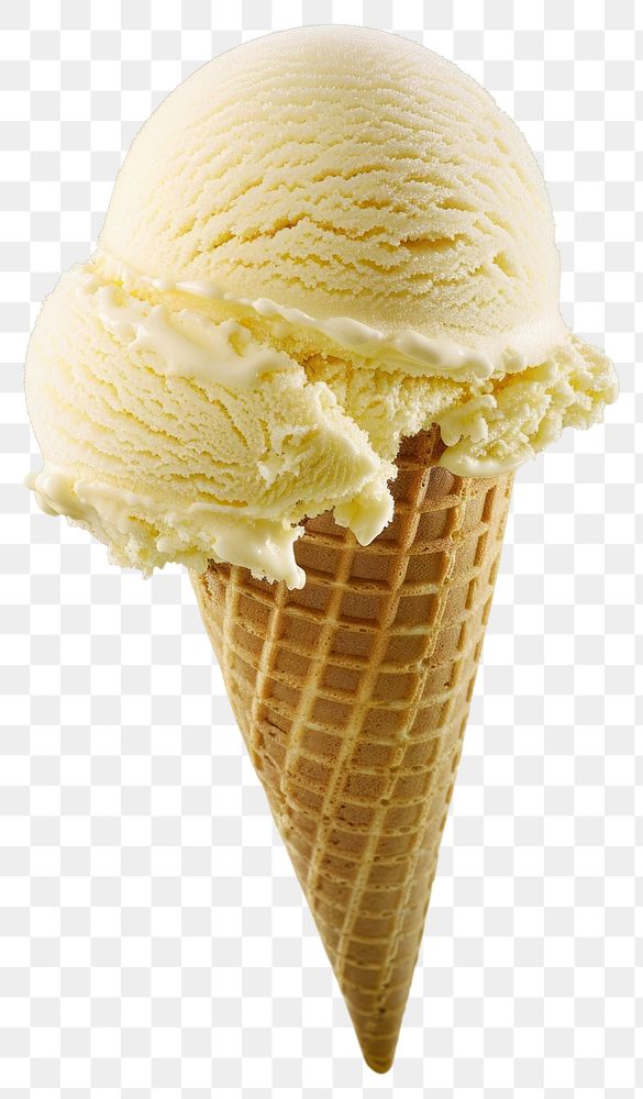 PNG Vanilla ice cream scoop with cone dessert food freshness