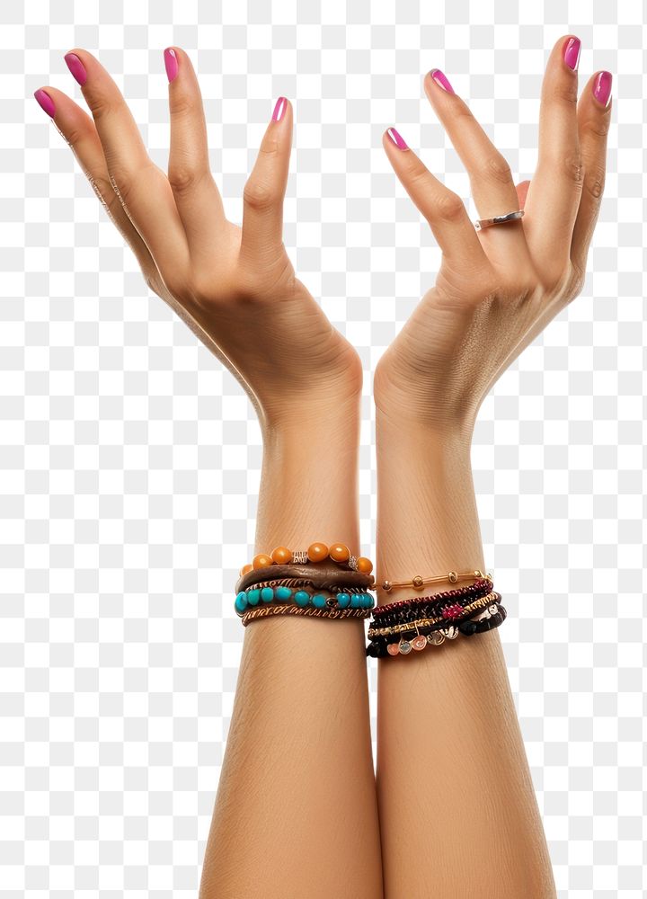 PNG Painted nails bracelet hand jewelry.