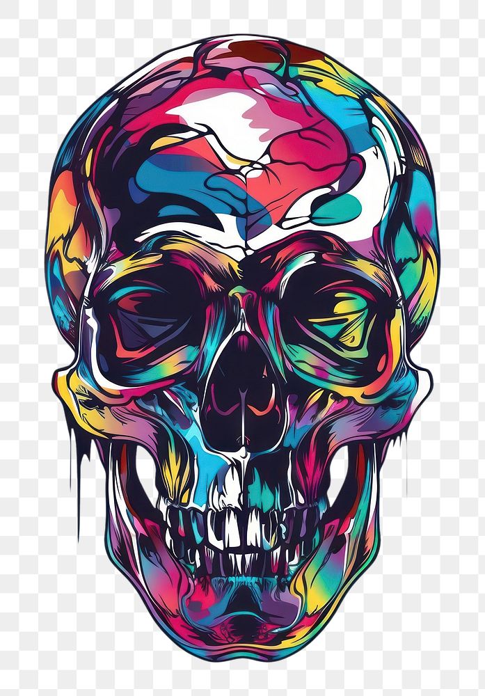 PNG Skull tattoo illustrated painting