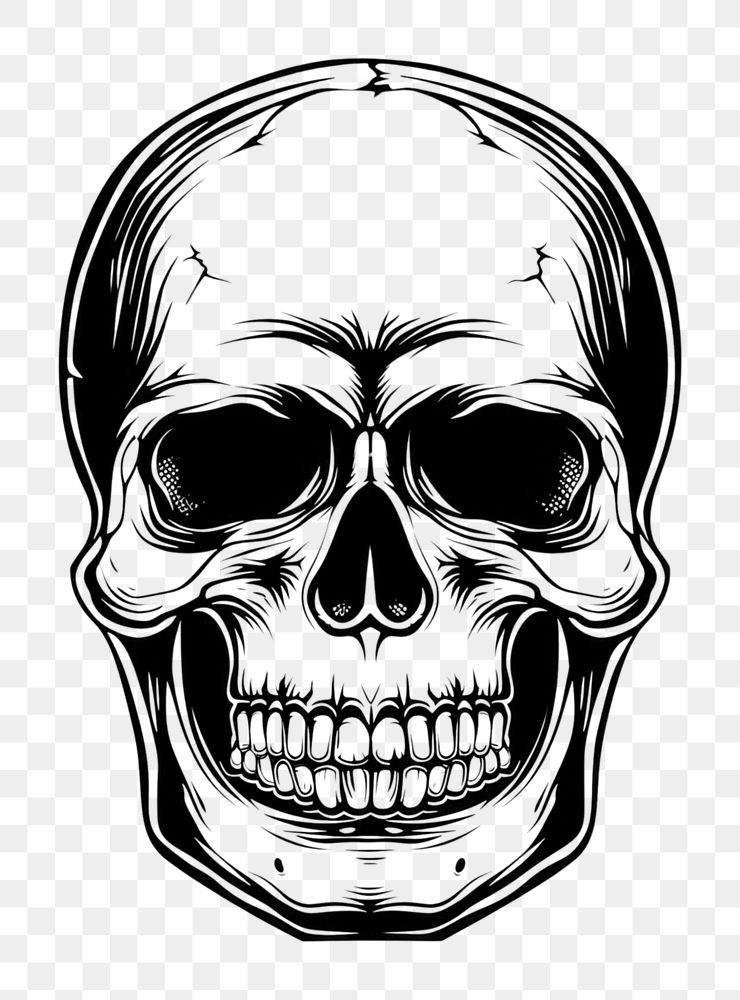 PNG Skull tattoo illustrated drawing