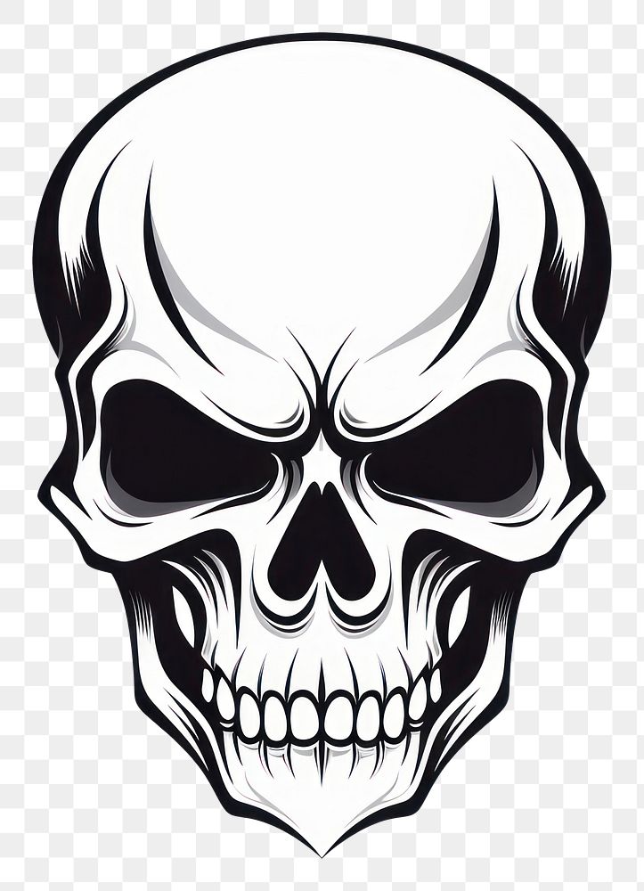 PNG Skull illustrated stencil drawing