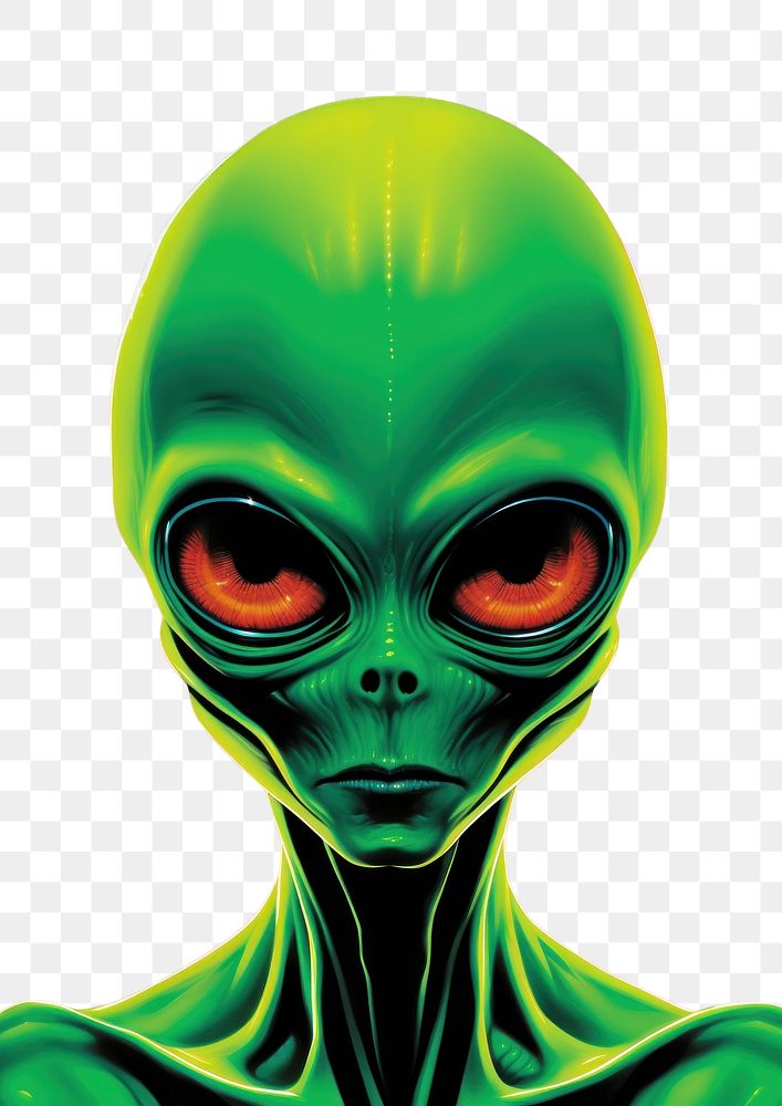 PNG A green alien person human head