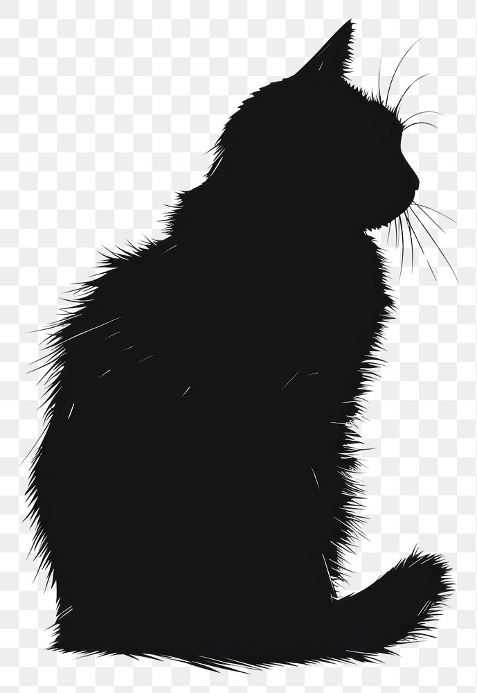PNG A black cat silhouette clip art mammal animal pet.