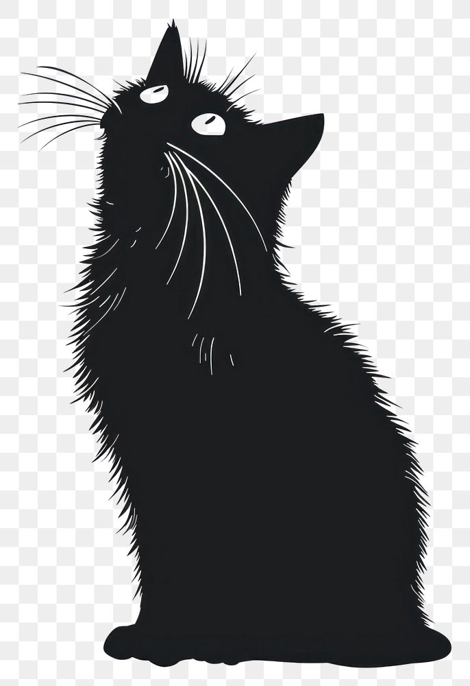 PNG A black cat silhouette clip art mammal animal white