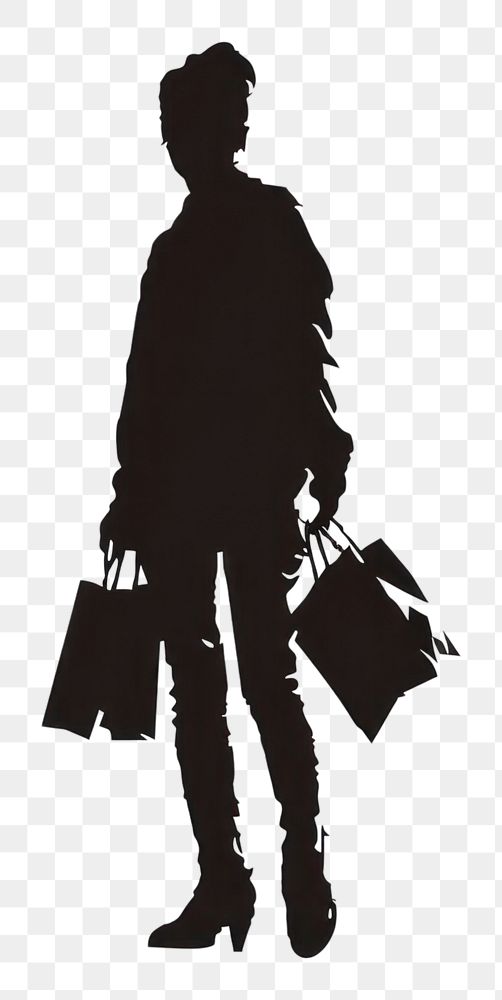 PNG Person shopping silhouette clip art footwear handbag adult.