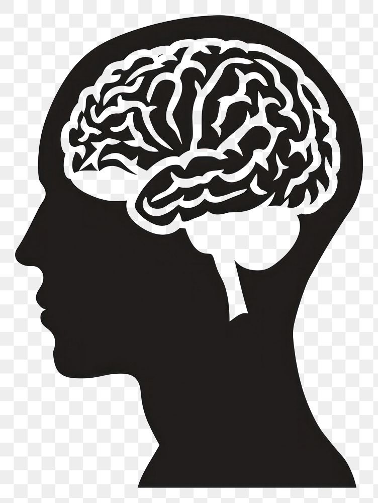 PNG Brain silhouette clip art white background intelligence headshot.