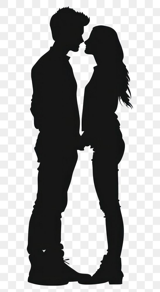 PNG Couple silhouette clip art adult white background affectionate.