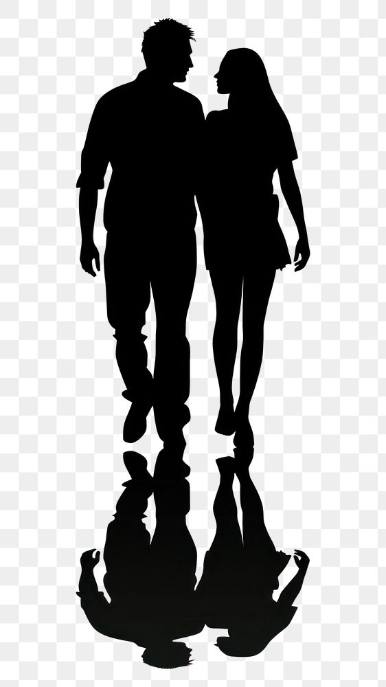 PNG Couple silhouette clip art adult white background togetherness.