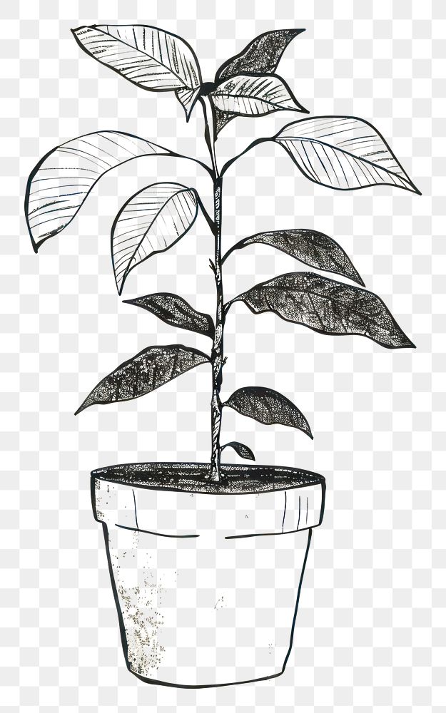 PNG Coffee plant sketch drawing leaf.