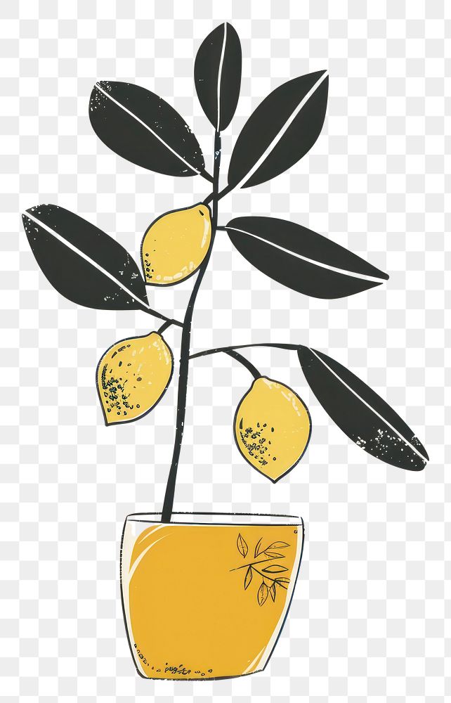 PNG Lemon plant sketch leaf houseplant.