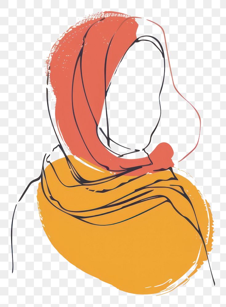 PNG Muslim woman sketch drawing scarf.