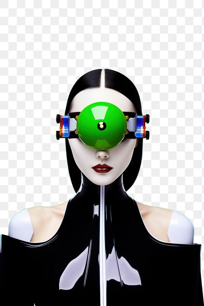 PNG  Fashion photography representing of futuristic cybernatic accessories accessory portrait