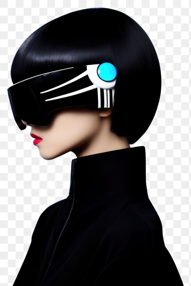 PNG  Fashion photography representing of futuristic cybernatic accessories accessory goggles