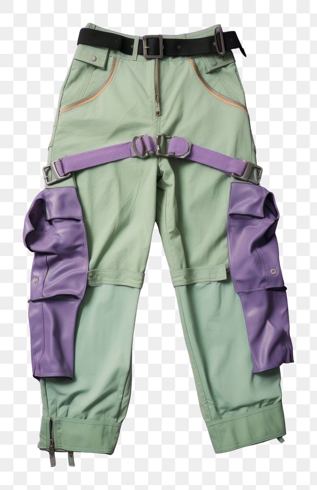 PNG  Flat lay photo of cyberpunk cargo pants accessories accessory clothing.