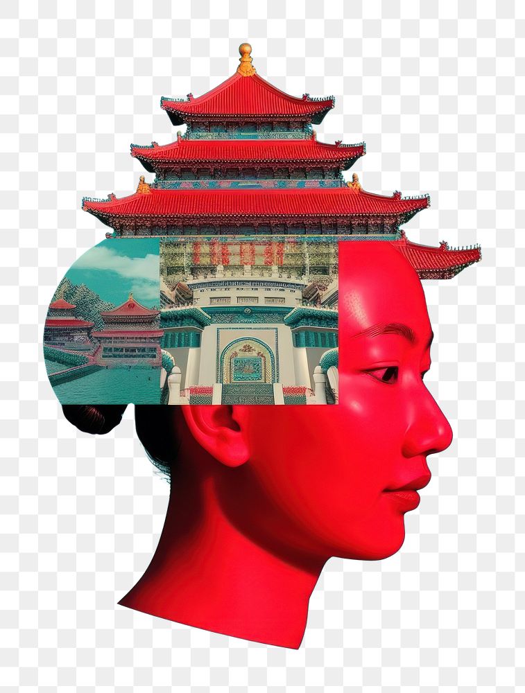 PNG Pop china traditional art collage represent of china culture photography worship female.