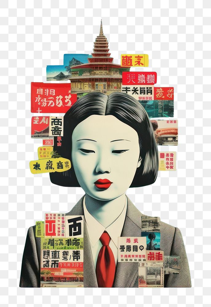 PNG Pop japan traditional art collage represent of japan culture advertisement publication accessories.