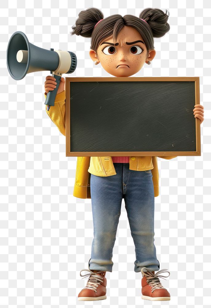 PNG Angry Teenager holding board blackboard portrait standing