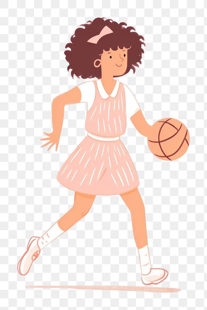 PNG  Girl playing basketball art female person.