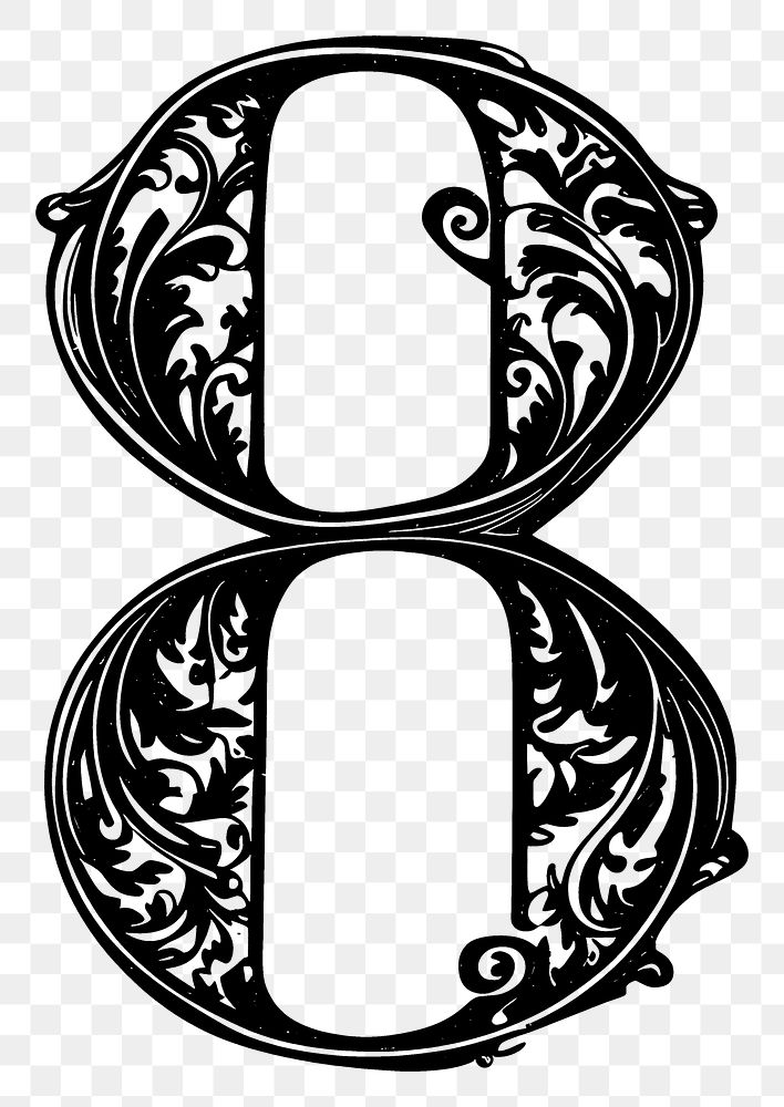 PNG Number 8 letter ampersand alphabet stencil.