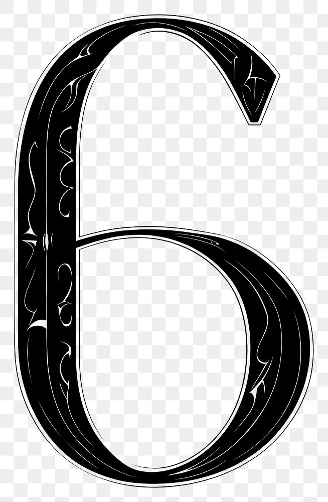 PNG Number 6 alphabet number calligraphy handwriting
