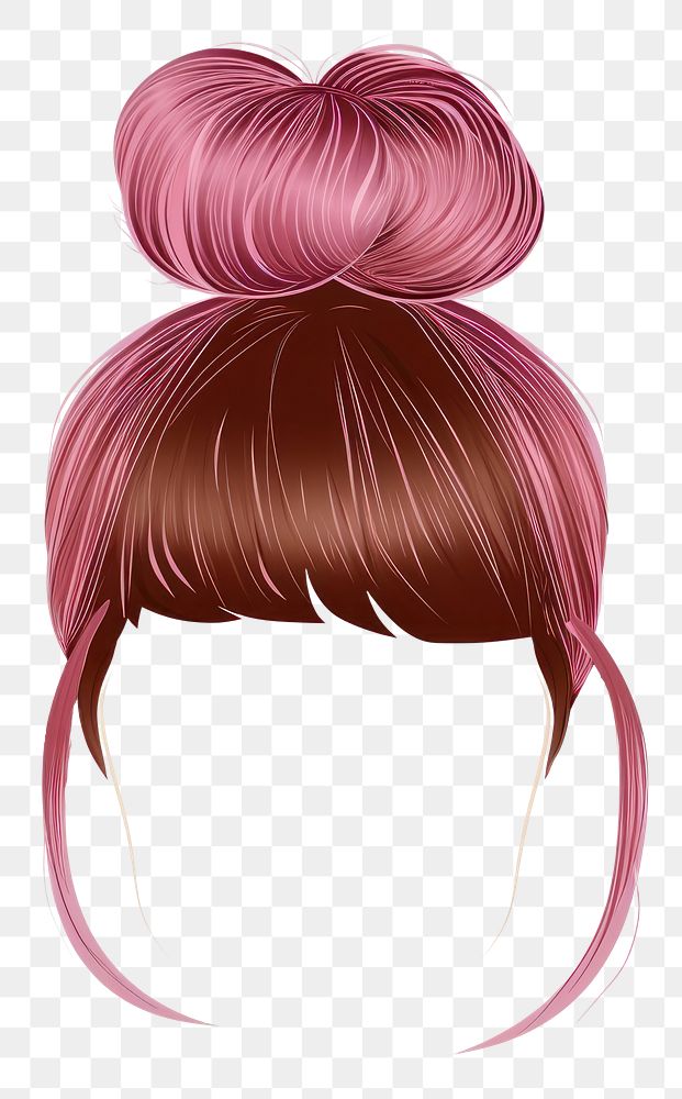 PNG Pink brown bun hair stlye adult white background front view.