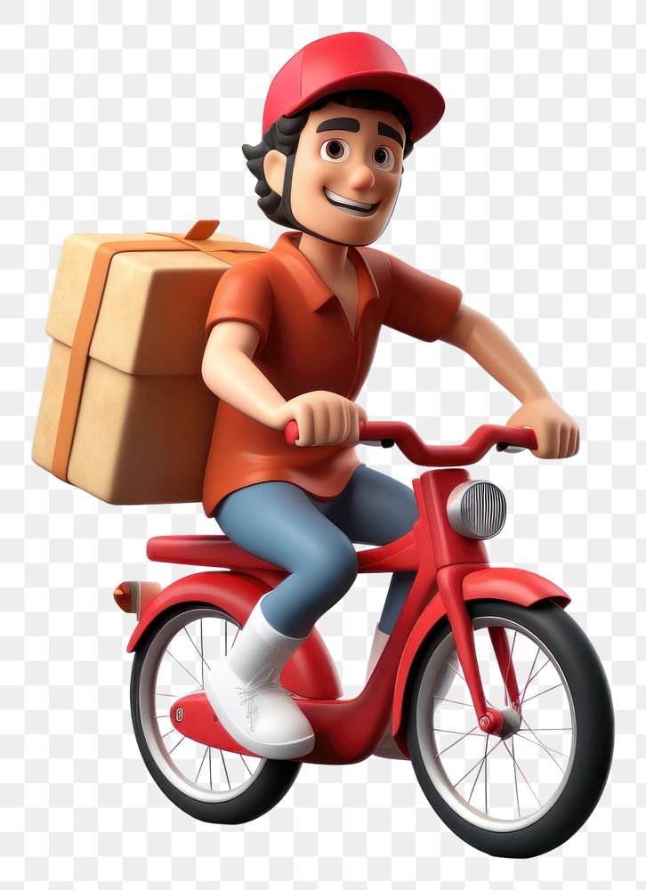 PNG Food delivery man riding a bicycle transportation motorcycle cardboard.