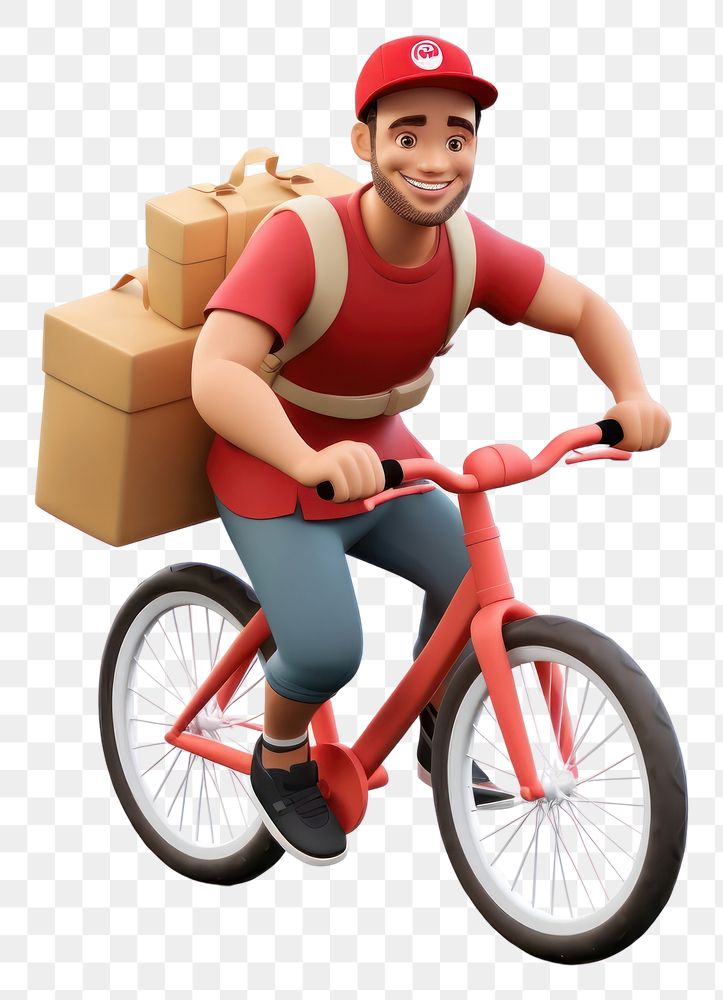 PNG Food delivery man riding a bicycle transportation cardboard clothing