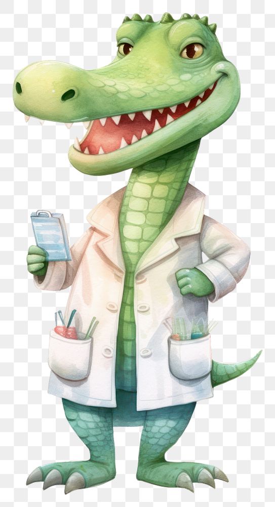 PNG A crocodile dentist character cartoon electronics clothing wildlife.