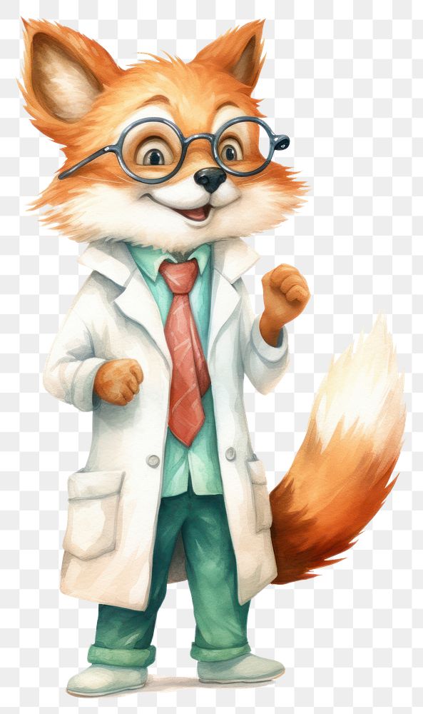 PNG A fox dentist character cartoon coat accessories accessory.