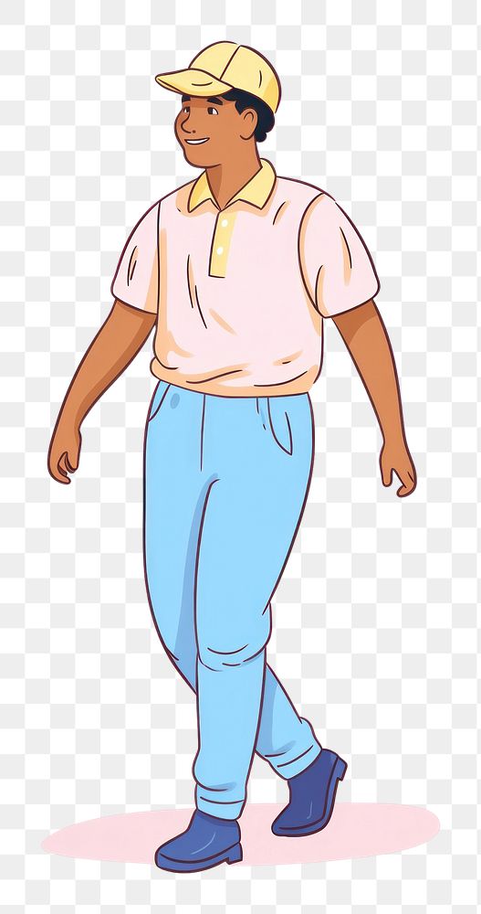 PNG Doodle illustration of african american male teenager chubby walking character art clothing apparel.