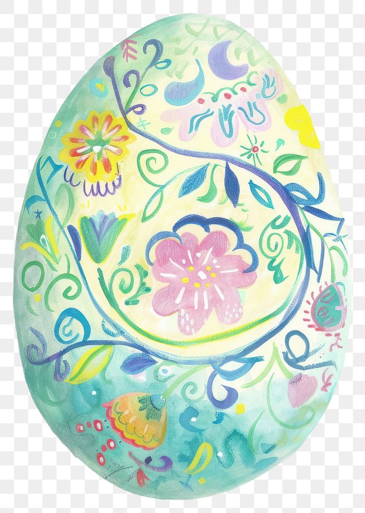 PNG Hand painted decorated a easter egg food.