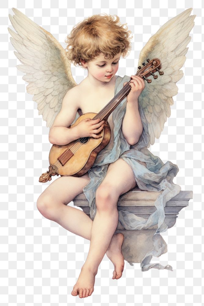 PNG A todler cupid playing guitar photography archangel portrait