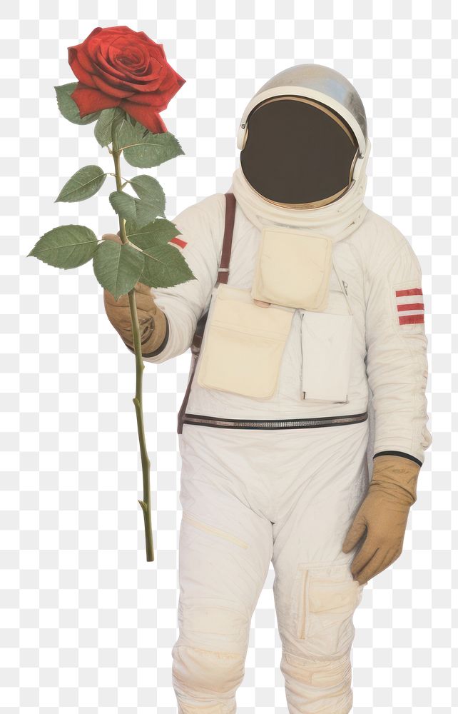 PNG Astronaut holding flower plant adult rose.