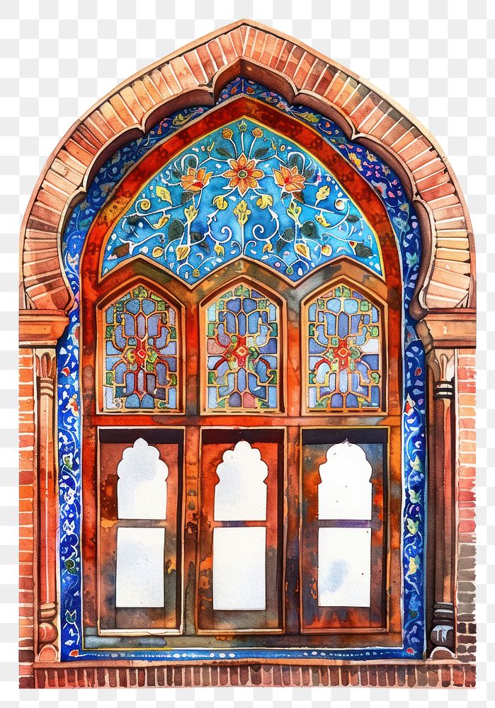 PNG Ottoman painting of window architecture art white background.