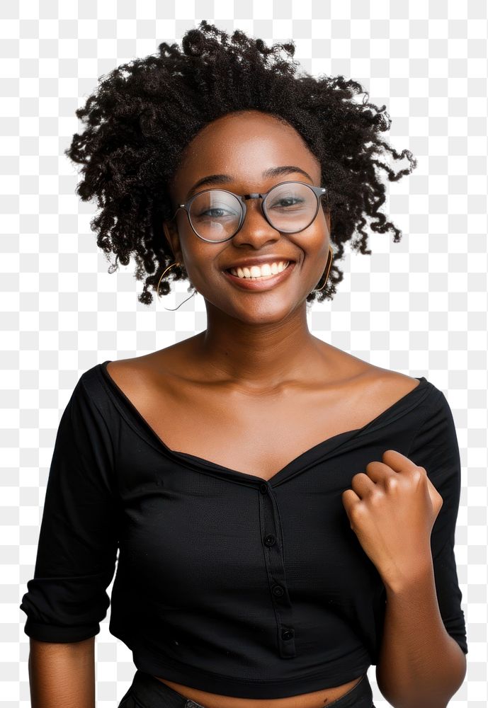 Black confidence woman portrait glasses | Premium PNG - rawpixel