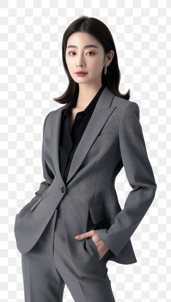 PNG Beautiful korean woman profile view suit clothing apparel.
