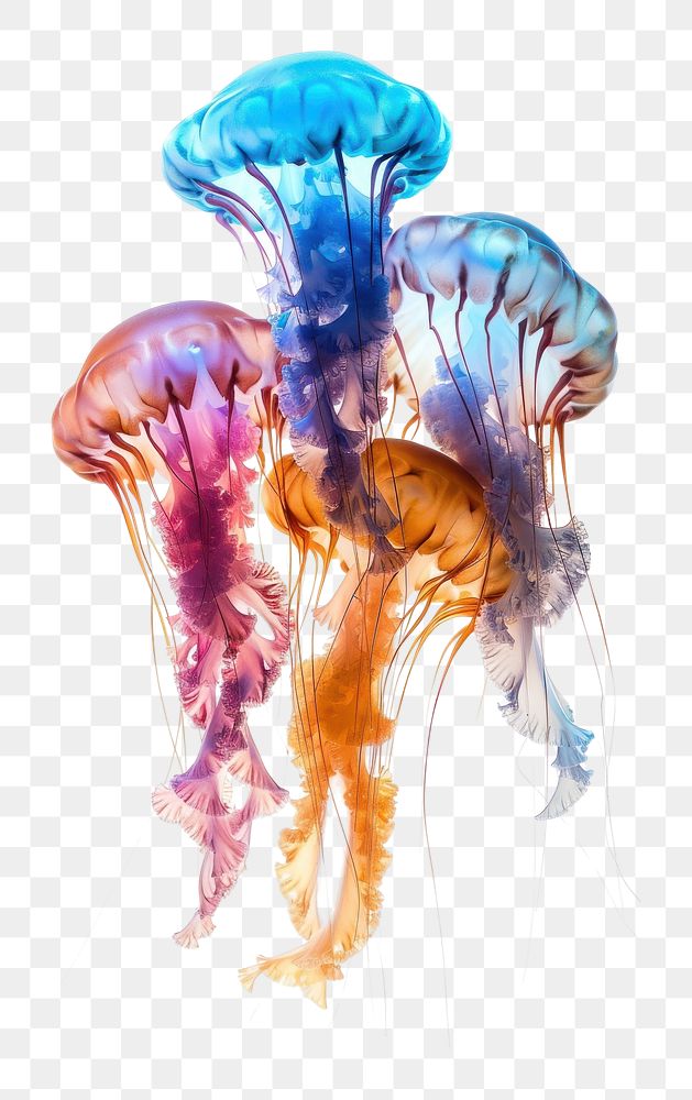 PNG Colorful jellyfish invertebrate animal person.