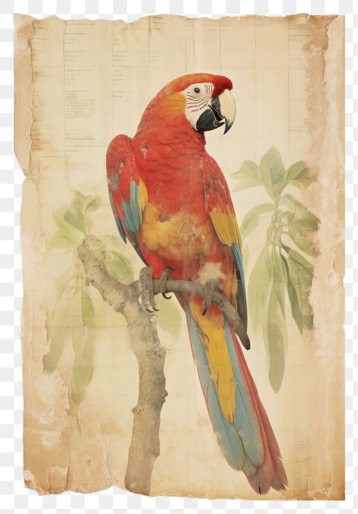 PNG Parrot ripped paper animal bird creativity.