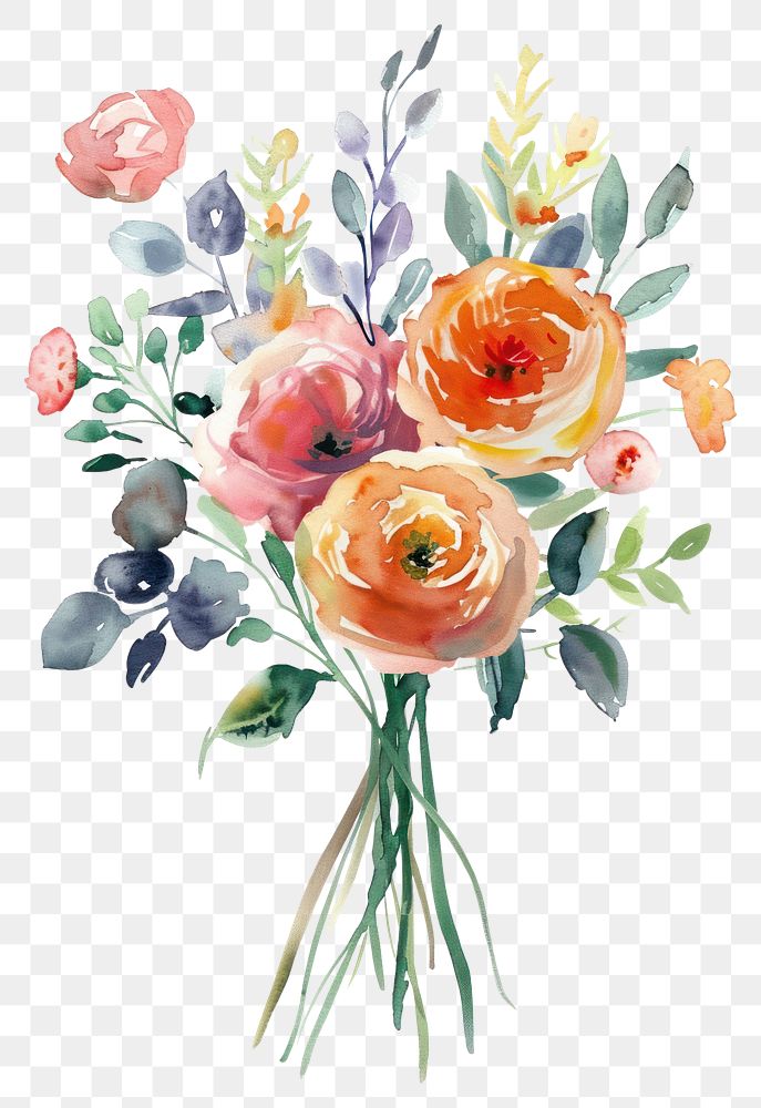 PNG Bouquet graphics painting pattern