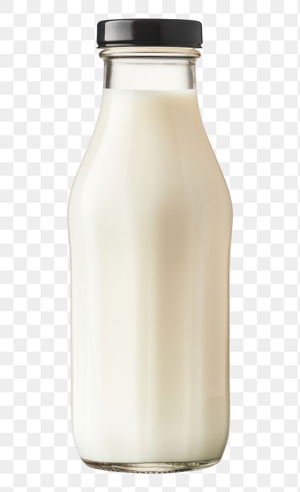 PNG Milk in glass bottle dairy food white background.