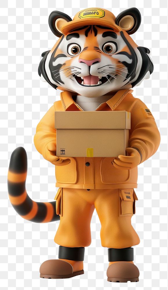 PNG Tiger in delivery costume white background representation carnivora.