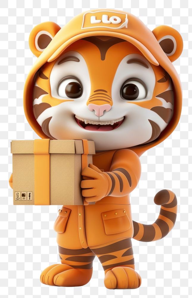 PNG Tiger in delivery costume mammal cute toy.