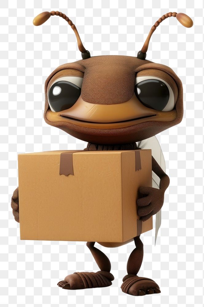 PNG Ant in delivery costume box cardboard animal.