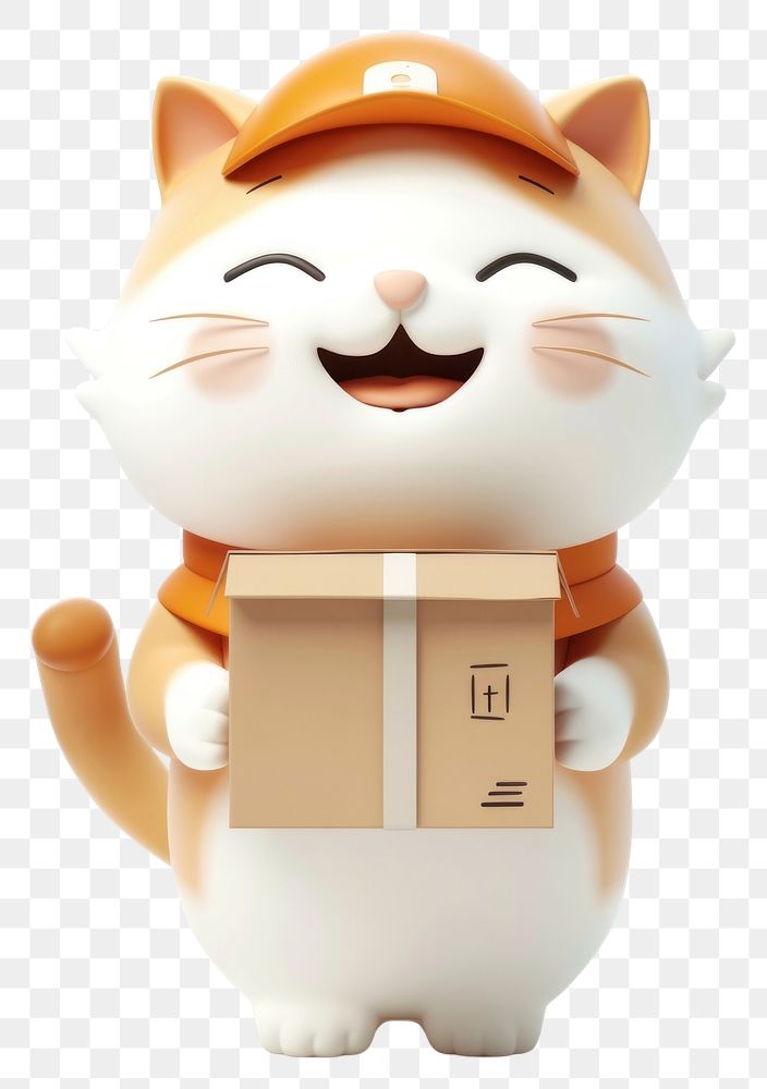 PNG Cat in delivery costume box anthropomorphic representation