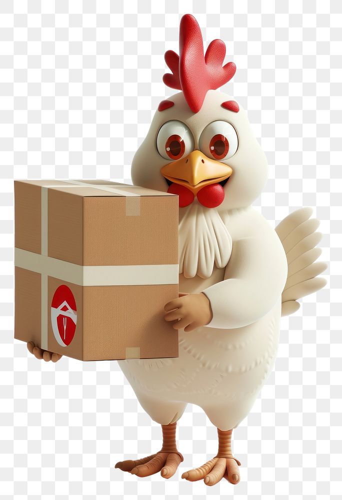 PNG Chicken in delivery costume box cardboard poultry.